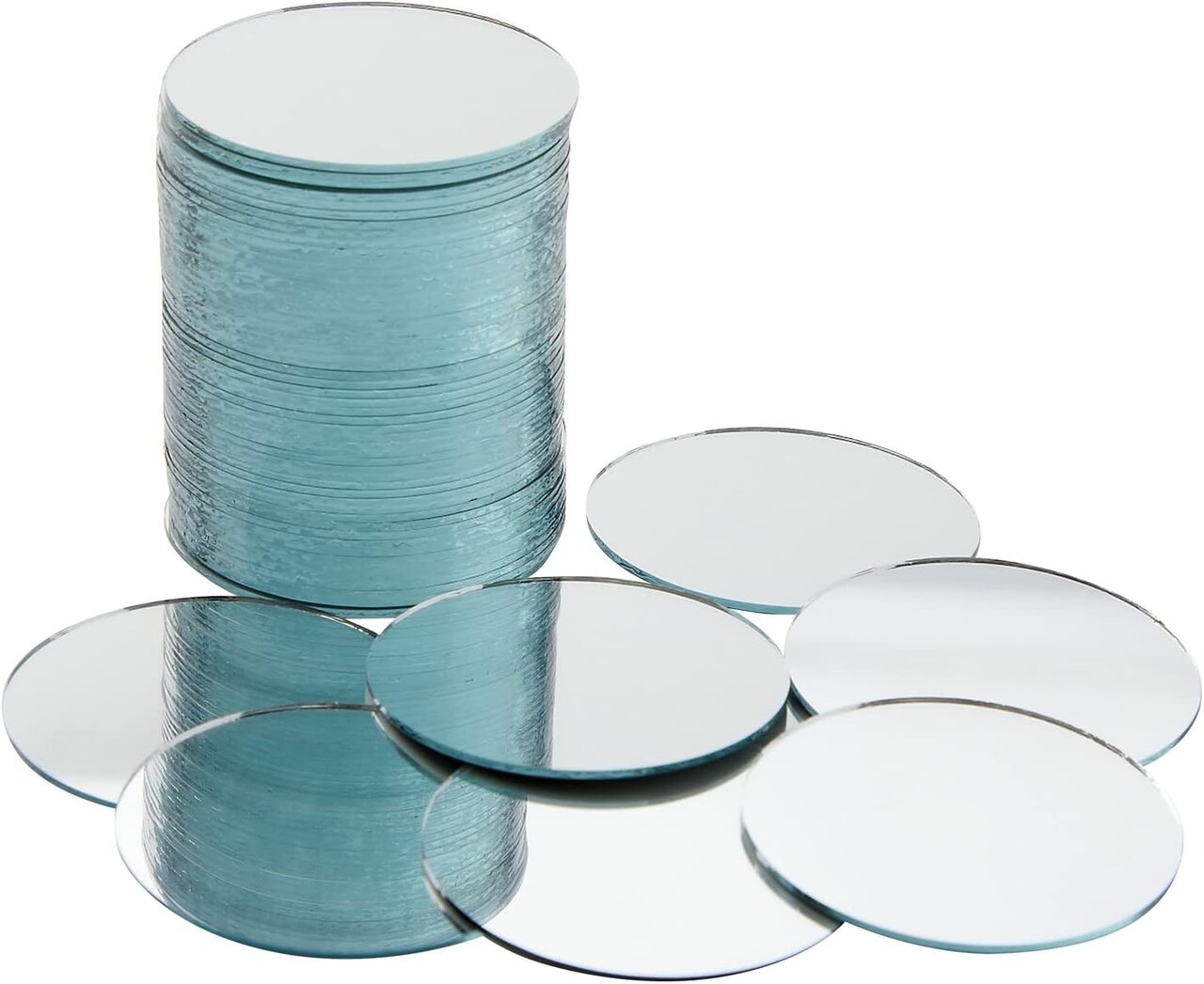60-Pack Small Round Mirrors for Crafts, 2-Inch Glass Tile Circles for Wall and Table Decor, Mosaics, DIY Home Projects, Holiday Decorations, Arts and Crafts Supplies
